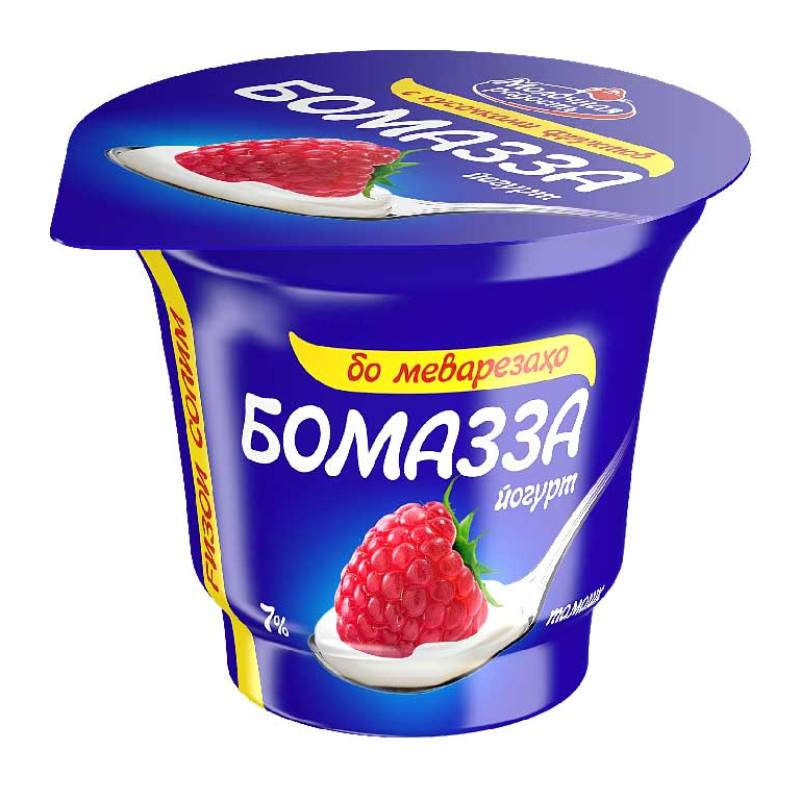 Йогурт сливочный Бомазза Молочная Радость,малина 7%, 200г