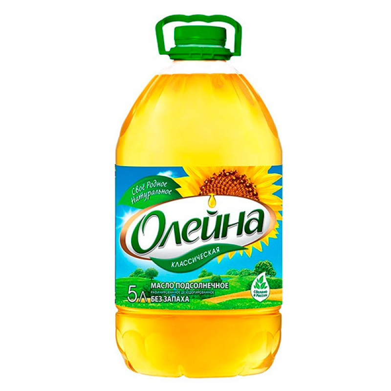 Подсолнечное масло "Олейна" рафинированное дезодорированное 5 л
