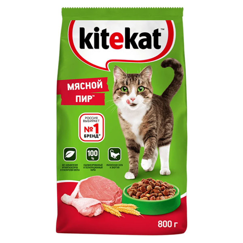 Сухой корм "Kitekat" для кошек Мясной пир 800г
