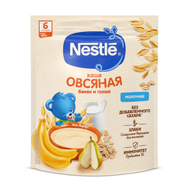 "NESTLÉ®" Молочная овсяная каша с грушей и бананом, с 6 месяцев, 200 г