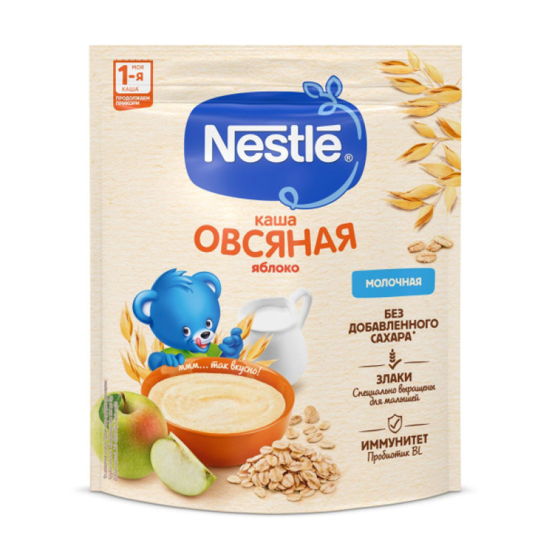 "NESTLÉ®" Молочная овсяная каша с яблоком, с 5 месяцев, 200 г